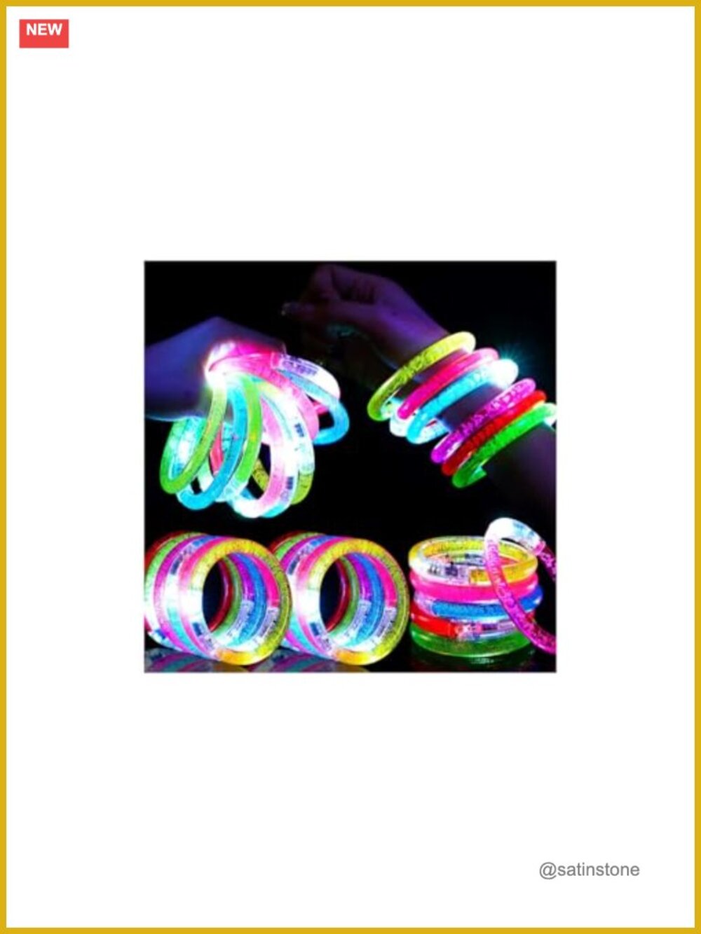 24 Pack Glow in the Dark LED Bracelets Party Favors Bulk Light Up Toys for Kids